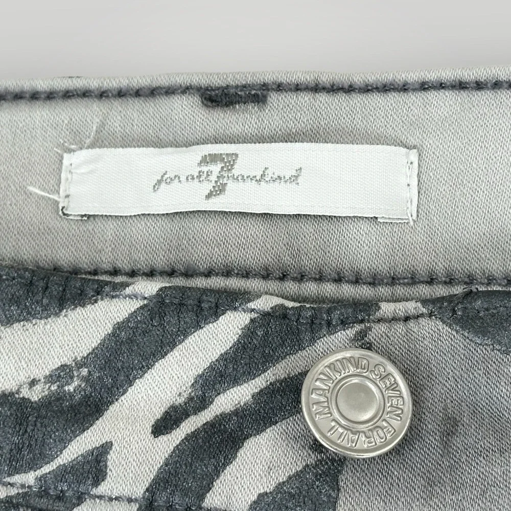 7 For All Mankind Jeans‎ Womens 26 Gray Zebra Pattern Super Stretch Skinny